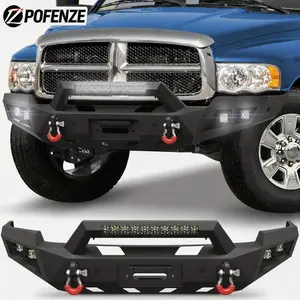 POFENZE-Mestan Front Bumper Fit for Dodge Ram 2500/3500 2003-2005, Pickup Truck Bumper Black with WinchPlate, D-ring and Lights car accessories men