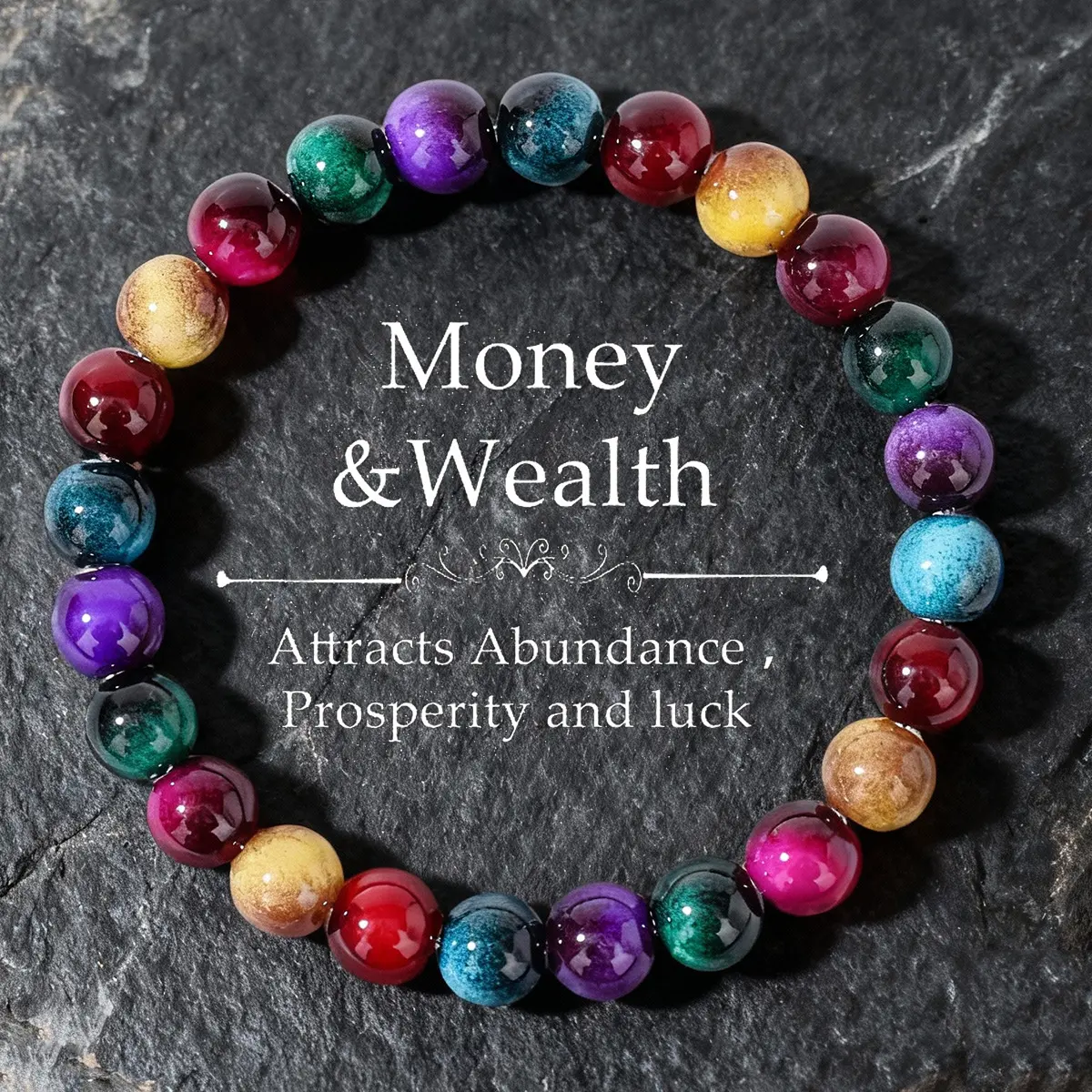 Women's Natural Gemstone Beaded Stretch Bracelet - Success-Inspired Crystal Jewelry, Vintage Meaningful Fashion Accessory