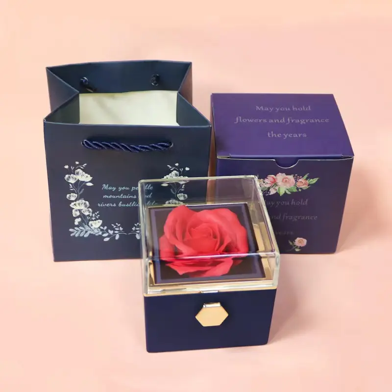 Rotating Rose Box   Deep Blue