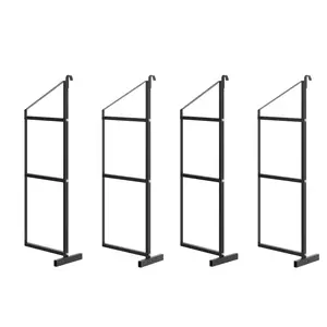 Garvee 4PCS Heavy-Duty 3-Tier Adjustable Shipping Container Shelf Brackets – 1100LBS Capacity, Black Powder-Coated Steel, Removable d-Ring Hang, 22"d x 60"h, Space-Saving Rack for Garage, Workshop