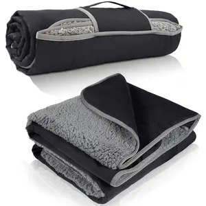 Rugged Outdoor Folding Mat Blanket - Waterproof, Windproof Triple-Layer Sherpa-Lined Warm Comfy Portable Double Blanket, Foldable for Camping, Beach, Car, 51''x59'' & 59''x80'', Folding Mat Blankets, Portable Double Blankets