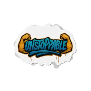 Unstoppable Graffiti with Flexing Arms Die-Cut Magnet | Motivational Fridge Sticker