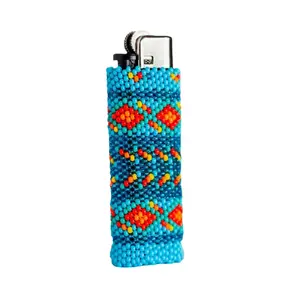 Guava - Native Beaded Lighter Case with Geometric Design - Handmade by Mexican Artisans - Mother Sierra
