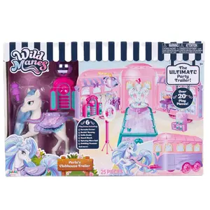 Jakks Pacific Wild Manes Perla's Clubhouse Trailer Playset with 25 Pieces Ultimate Party Trailer Featuring 6 Play Streets & Over 20 Play Pieces for Imaginative Play