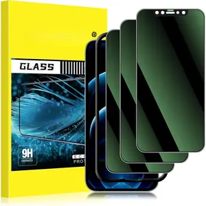 [3 Pack] for  12 Pro Max Green  Screen Protector, Anti Blue Light Eye Protection Anti Spy Colorful Tempered Glass, Full Coverage, No Bubble, Case Friendly
