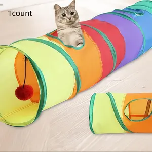 Rainbow Tunnel Climbing Maze Toy, Foldable Pet Cat Entertainment House, All-Seasons Use, Fun Interactive Kitty Toy