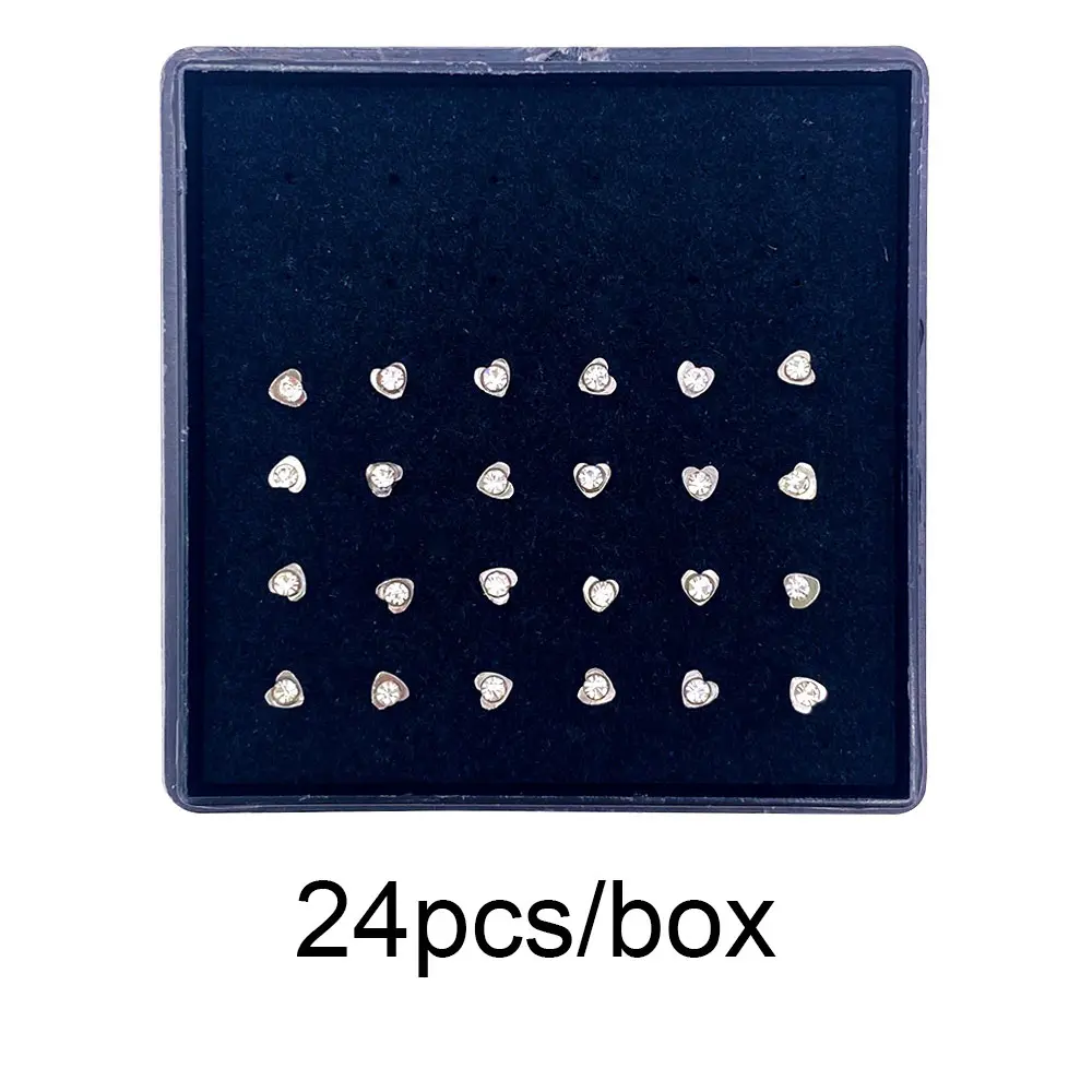 24/Box White Peach Heart Nose Nails