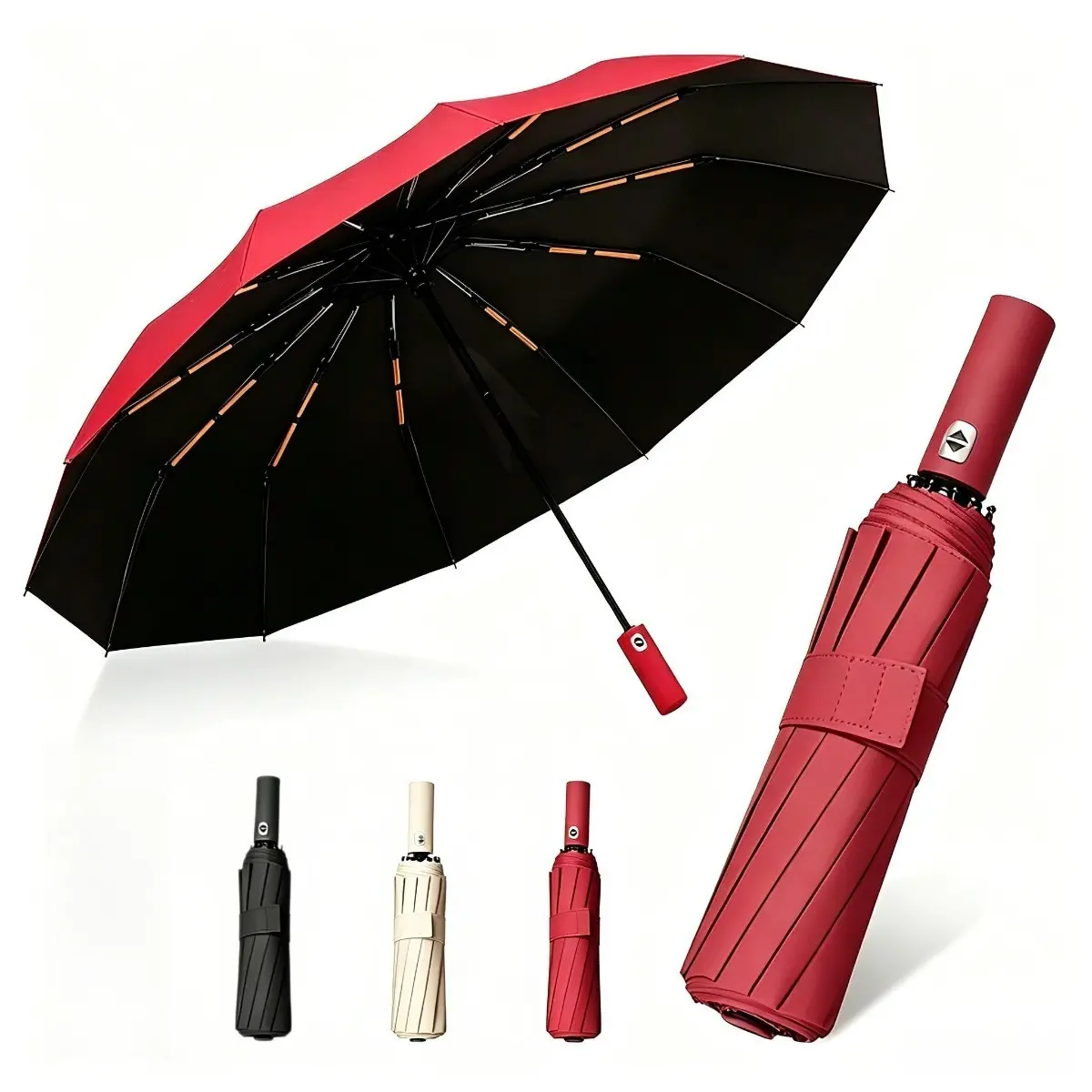 Automatic Reverse Umbrella Windproof Double Layer Folding Compact Travel with UV Protection for Rain Sun Outdoor