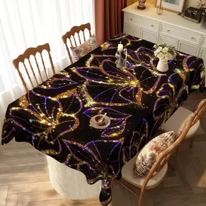 1 Piece of Black and Gold Sequined Floral - Style Tablecloth, Suitable for Party Celebrations or Sparkling Home Decoration Scenarios, Ideal as a Gift for Those Who Like Sparkling Floral Style or