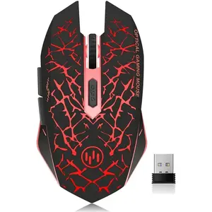 C12  Gaming ,Rechargeable Mice Silent Click Cordless  with 6 Buttons PC Gaming Mice  Technology with 2.4GHZ Up to 2400DPI for PC Laptop (Red)