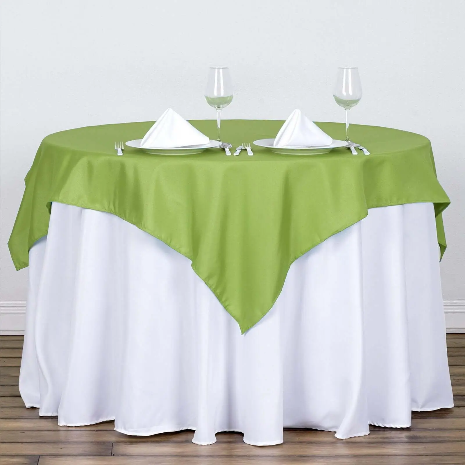 Polyester Square Table Overlay 54"x54" Apple Green - Wrinkle-Resistant Table Topper