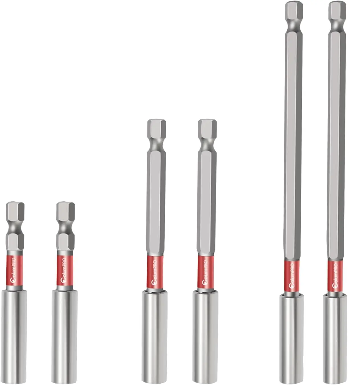 6 count  Impact Bit Holder,1/4" Hex Shank S2 Steel  Drill Bit Extension Holder,Straight Without Bending  Bit Extender, 2.6", 4", 6" Extensions