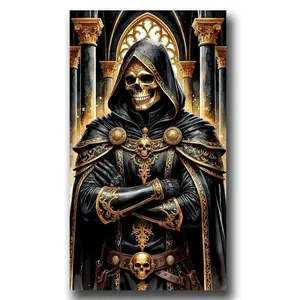 Dark Golden Skull Man Large Size Diamond Painting Kit for Adults, DIY 5D Gem Art, Home Wall Decor Gift, Embroidery Crafts Kit, Handmade Gifts