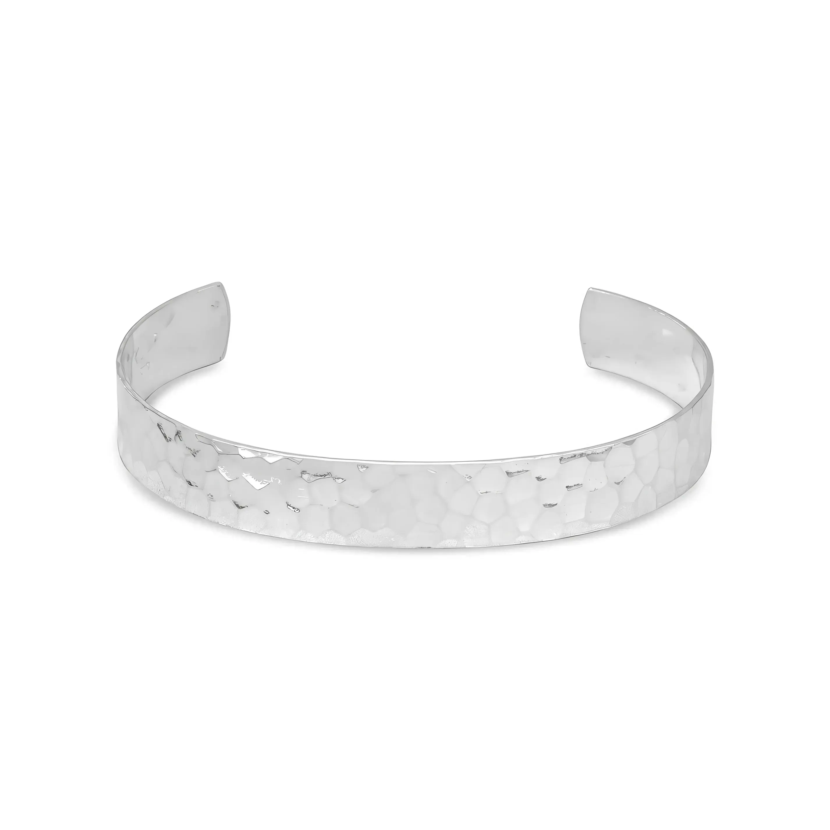 Hammered Cuff Bracelet 925 Sterling Silver 9.5mm Wide 7in Unisex