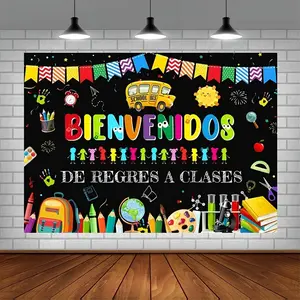 Welcome Back to School Spanish Backdrop, Bienvenidos De Regreso a Clases Photography Background, Preschool Kindergarten Classroom Party Banner