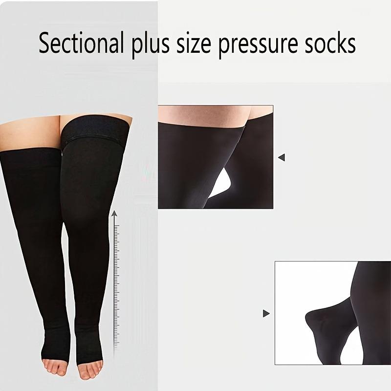 3 Pairs Women'S Compression Knee-High Socks - Open-Top Design, Breathable & Moisture-Wicking, Non-Slip All-Season Athletic Socks with Arch Support, Plus Size 2XL-7XL, Multi-Functional for Sports, Gym, Hiking, Workouts - Machine Washable Leg Accessor