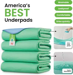 Washable Incontinence Bed Underpads , 34"x36" Reusable Waterproof Bed Pads, 100% Leakproof & Ultra Absorbent for Adults, Kids & Pets