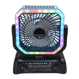 Nw 3Lbs 6inch Portable Bluetooth Speaker Fan with RGB Light & FM Radio – Rechargeable Camping Fan with Speaker for Beach, Tent, Outdoor