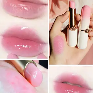 6 Flavors Color-Changing Lipstick, Moisturizing Nourishing Tinted Lip Balm, Temperature-Sensitive Jelly Lipstick, Peach Strawberry Blueberry Grape Mango Aloe Flavor