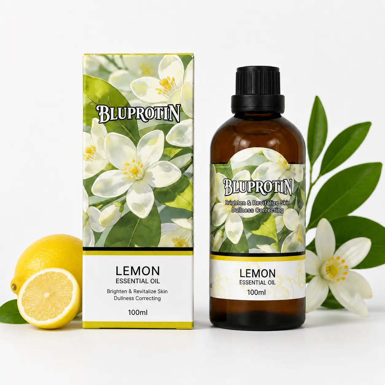 [NEW] Bluprotin Lemon Essential Body Oil | Brightening SPA Massage Formula with Lemon & Bergamot Fruit Oils | Fast-Absorbing Dullness-Correcting Care for Lifeless Complexion | Revitalizing Skin Treatment (100ml/3.38 fl.oz.)
