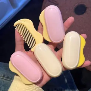 Mini Folding Comb Pocket Travel Portable Hair Brush for Women Long Hair Plastic Dry Wet Use, Compact Foldable Comb for Daily Use