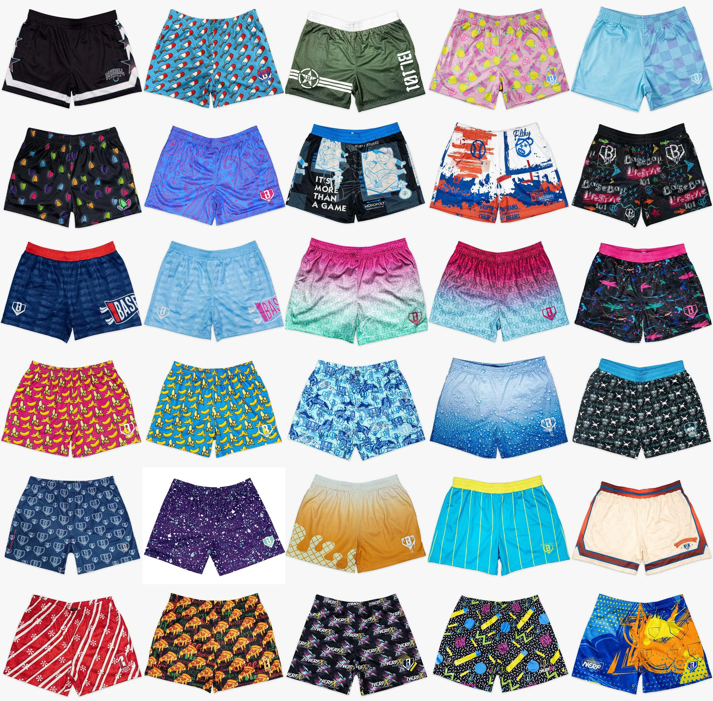 Baseball Lifestyle 101 Ice Cream Mesh Shorts Collection | Multi-Design Graphic Shorts | Limited Colorways Streetwear Gym Shorts | Unisex Summer Athletic Shorts