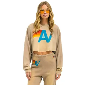 VINTAGE LOGO CROPPED CREW SWEATSHIRT RELAXED - FADED TAN