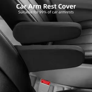 2PCS Arm Rest Cover for Car, 1 Pair Breathable Cloth Fabric Car Armrest Covers for Armrests Protection, All Seasons Soft Armrest Cover for Cars, Universal Size Cars Interior Accessories - Keep Warm in Winter, Black/Beige/Gray