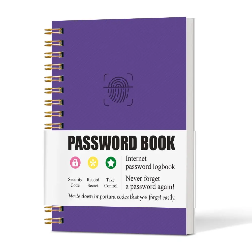 Portable Password Book, 1 Count Mini Password Notebook, Password Book for Home, Office, Travel, Office Stationery & Supplies, Spiral Notebook Journal, Log Book, Spiral Bound Notepad
