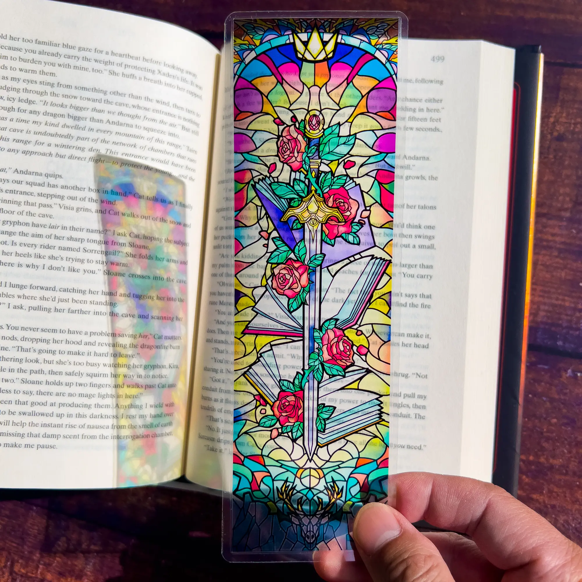 Throne of Glass Bookmark Goldryn Sword Stained Glass Bookmark, (Transparent Bookmark, Fantasy Book Reader Gift)