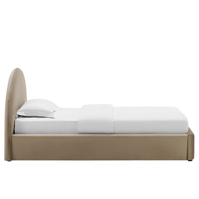 Modway Resort Performance Velvet Arched Round Twin Platform Bed in Taupe