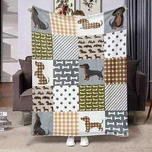 1 Piece Flannel Blanket Patchwork for Miniature Schnauzers, Soft and Cozy Dog Bed Cover, Ideal for Small Breeds, Comfortable Pet Accessory