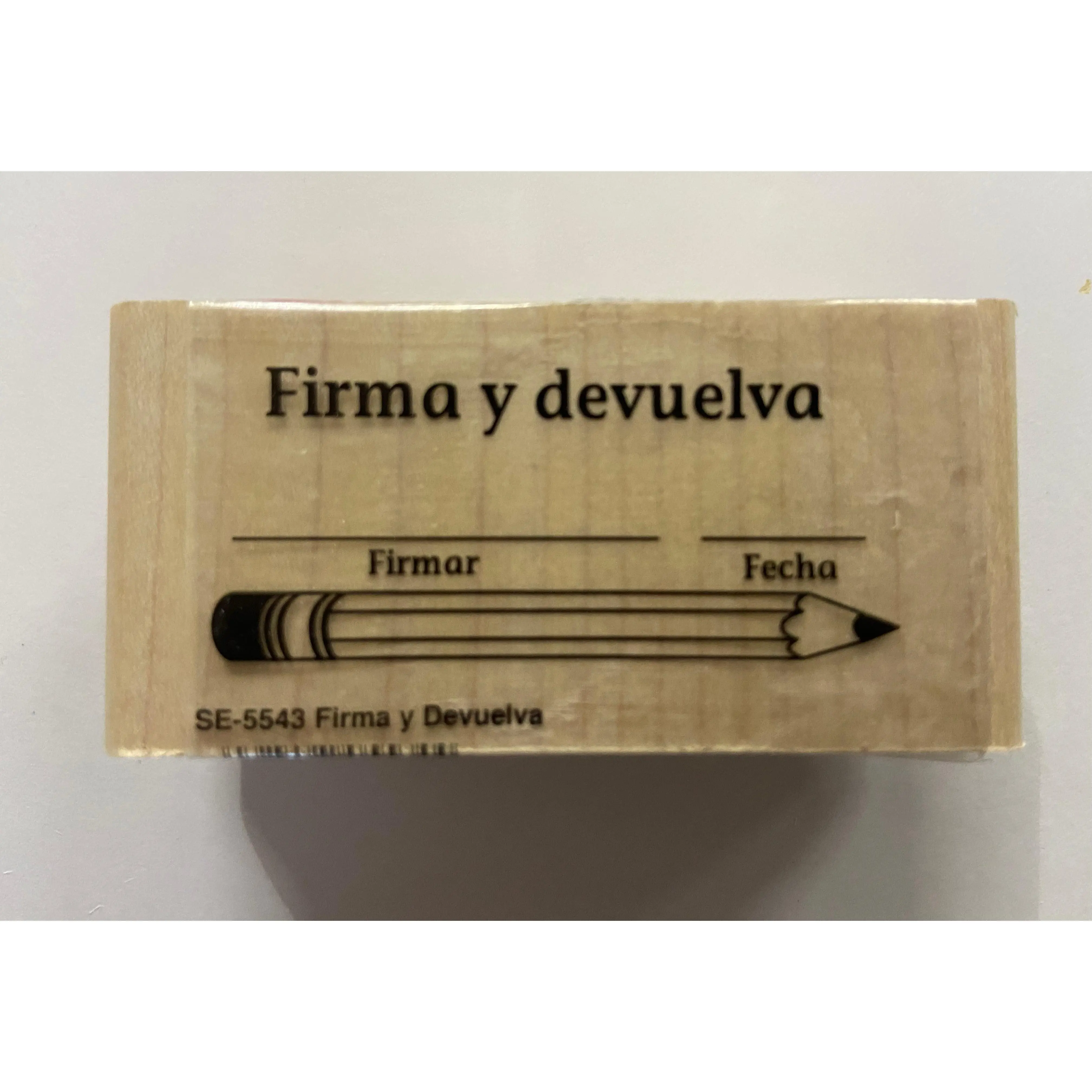 SHAPES ETC. Rubber Teacher's Stamp - Spanish "Firma y Devuelva (Sign & Return)", for Grade Papers, Enhances Multicultural Experiences