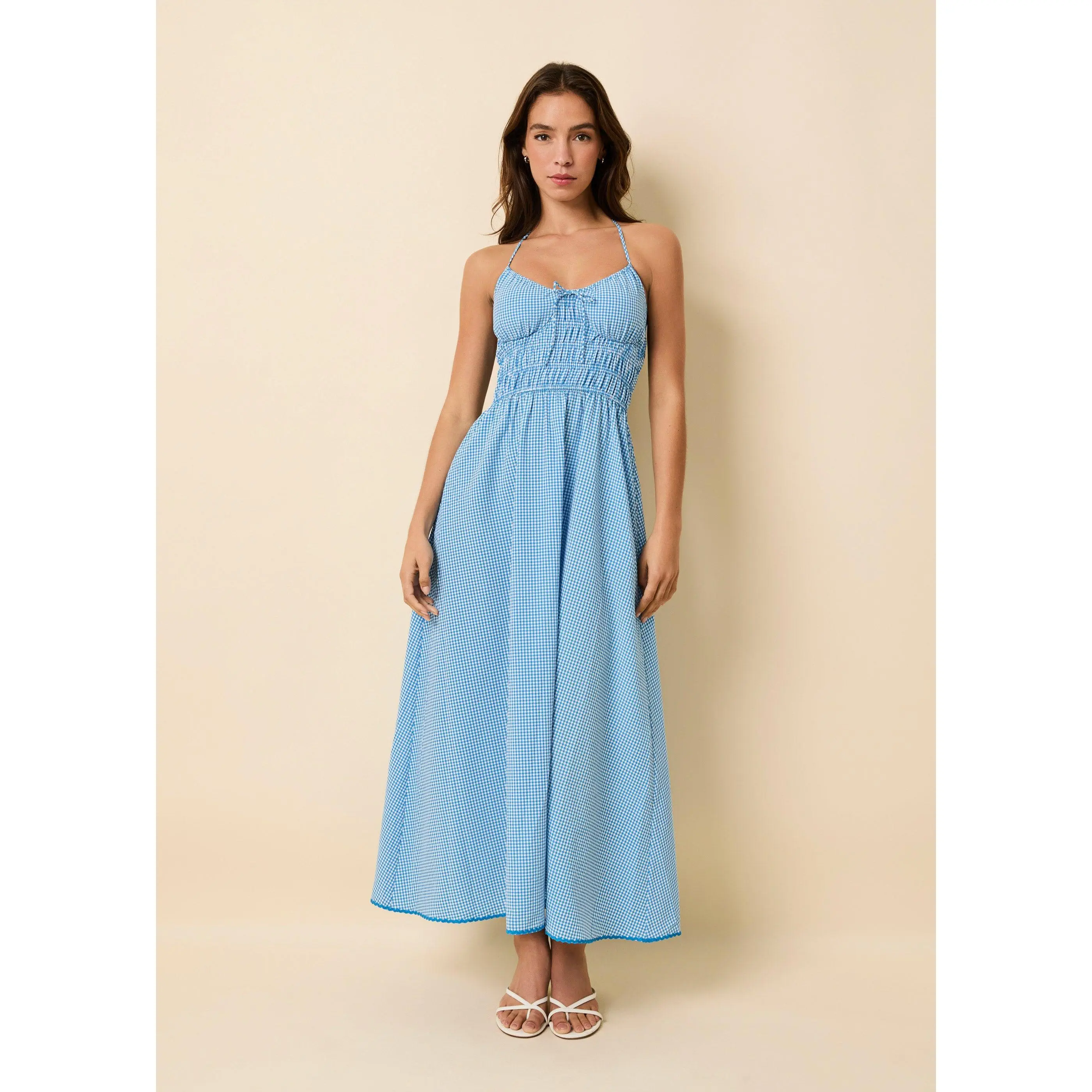 Lolita Halter Dress Seersucker Cosmic Blue Gingham