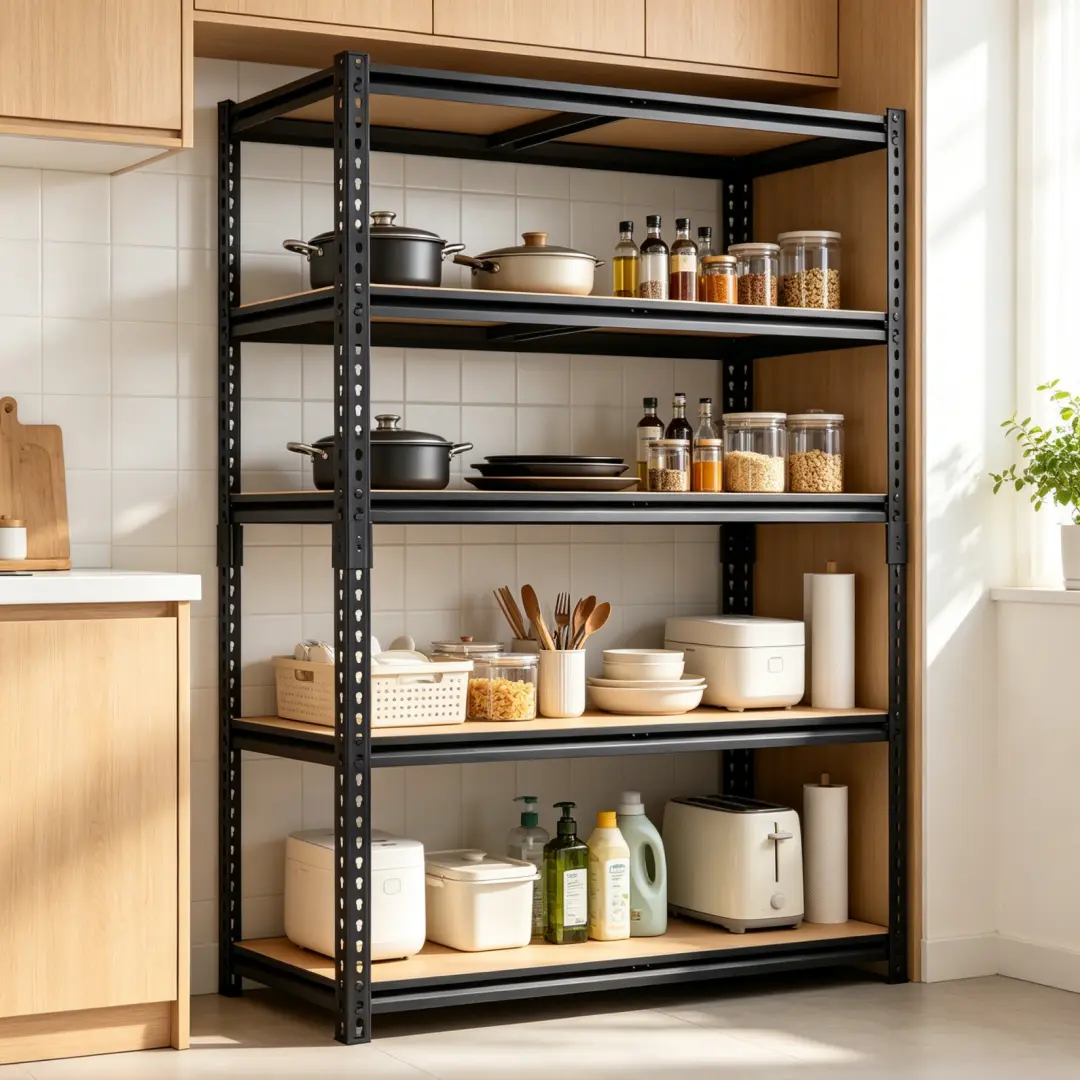 70x30x152cm 5-Tier Adjustable Heavy Duty Metal & Wood Storage Shelf with Z-Type Braces, Wire Utility Organizer Rack for Garage, Pantry