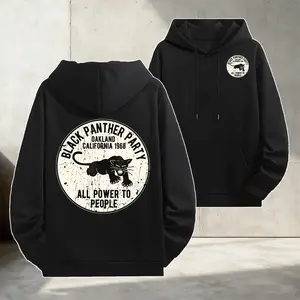 Black Panther Party Retro Graphic Hoodie - Historical and Cultural Fusion, Perfect for Streetwear Enthusiasts and Historical Fashion Scenarios