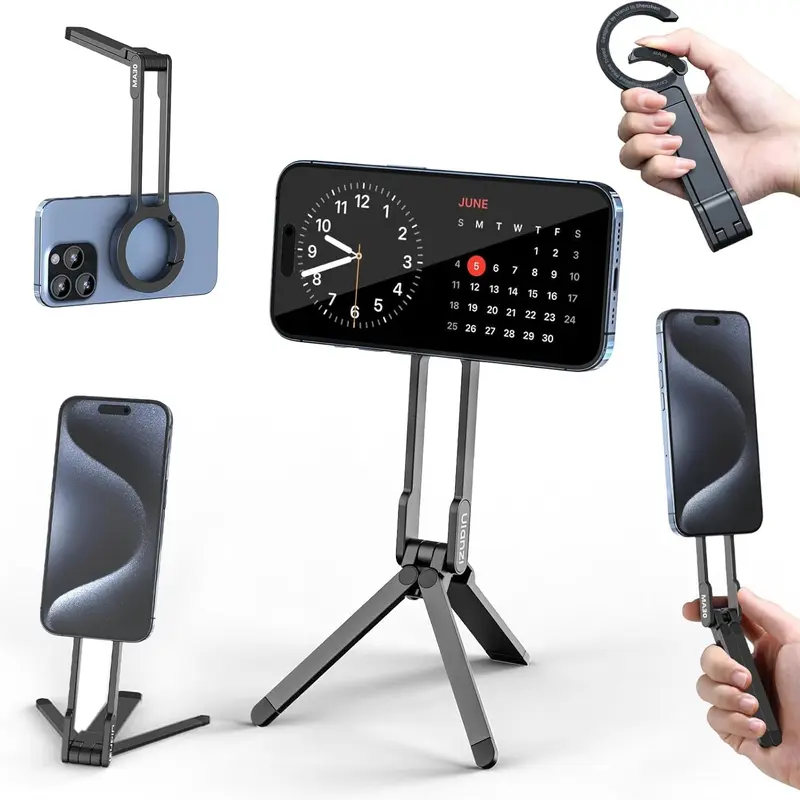 ULANZI MA30 Aluminium Compact Tripod - Magnetic Phone Grip, Magsafe-Compatible Holder for iPhone 12+, Double-Sided Quick Mount, Foldable Pocket Accessory, Detachable Stand, Cellphone Videography & Content Creation Tool