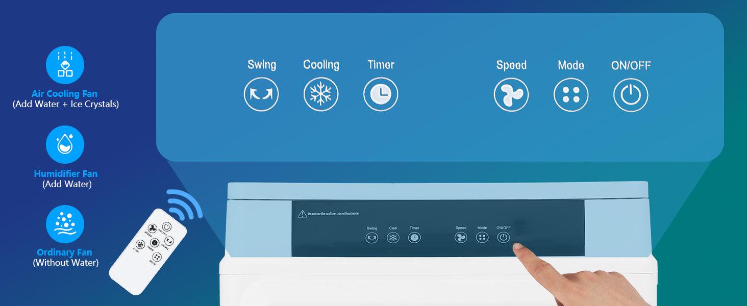 GARVEE Evaporative Air Cooler, GARVEE 3000CFM Swamp Cooler With Remote Control and 12H Timer, 4 Ice Packs, 3 Modes & Wind Speeds for Outdoor Indoor Use, 10.3 Gallon