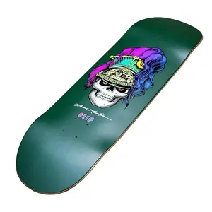 Lance Mountain BRIGADIER Green 8.8" Popsicle Shape Skateboard with Brite Neon 80's Fluorescent Inks, 14.8" Width, Compact Size, USA