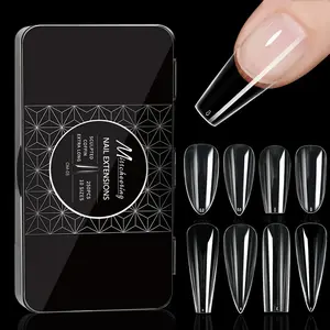 250/500/600pcs Soft Gel Nail Tips – Full Cover Press-On, Coffin & Almond DIY Nails