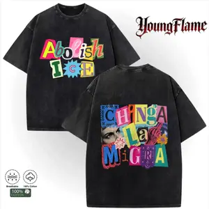 Unisex T-shirt! | 100% Cotton Double-Sided Vintage Wash Chinga La Migra Pattern T-shirt #HumanRights #100%CottonT-shirt #DoubleSidedT-shirt #NoOneIsIllegal graphic tee japanese streetwear