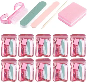 Disposable Manicure Kit Basics 5PCS Nail Set Mini Nail Files Buffers Orange Wood Stick Individually Packed Pedicure Kit for Fingernails Toenails Salon Supplies 8/24 Packs