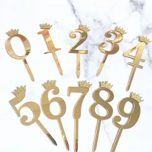 10pcs Acrylic Number Cake Topper Set, Reusable Birthday Party Decorations, Anniversary Wedding Dessert Decoration Ornaments