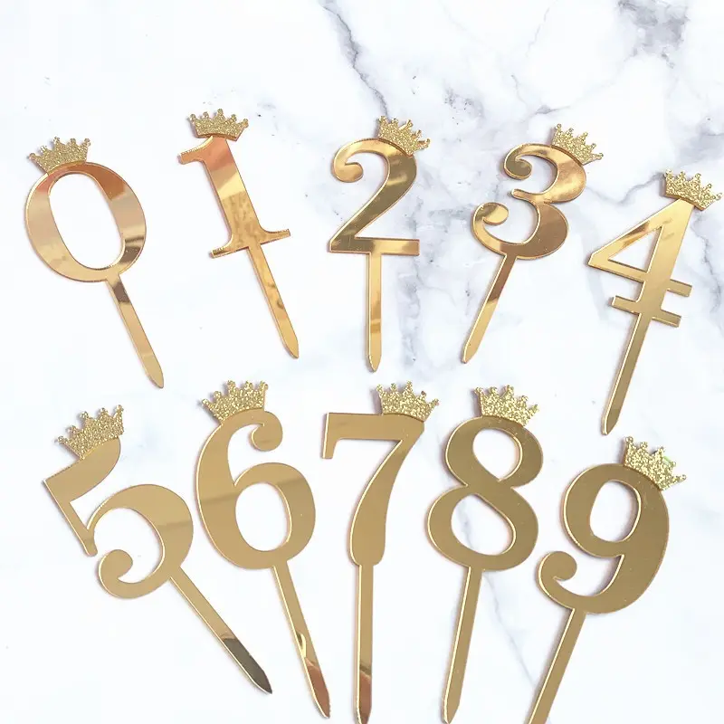 10pcs Acrylic Number Cake Topper Set, Cake Decorating Kit, Reusable Birthday Party Decorations, Anniversary Wedding Dessert Decoration Ornaments, Cake Decoration Supplies