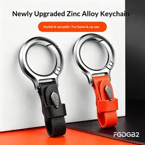 Upgraded Zinc Alloy Keychain with Leather Strap, Stylish Anti-Lost Keyring for Home & Car Use, Durable Minimalist Key Chain Set, Lightweight Vehicle Accessories for Keys, Bag & Everyday Carry Gift Idea