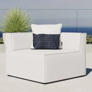 Modway Saybrook Outdoor Patio Upholstered Sectional Sofa Corner Chair in White