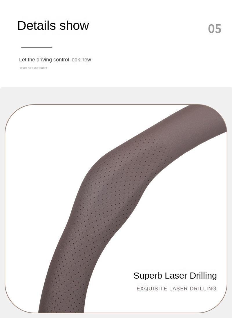 2026 New Car Models coffee Leather Steering Wheel Cover Quick Turn Non-Slip Breathable Ultra-Thin All-Season Modern Sport Anti-Slip for Enhanced Driving Comfort