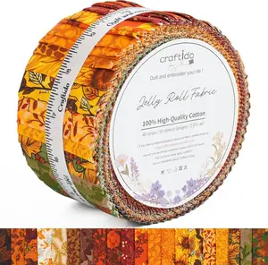 Newbrothread&Craftido-15 Options-100% Cotton Jelly Roll Fabric Precut Strips for Quilting, Crafting, and Sewing, 40 Strips 2.5" x 44" Assorted Bundles for Rug, Quilt Project, DIY Craft and Home Decor, Fall Arrival, mothersdaygift