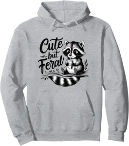 Feral Girl Summer Funny Meme Cute But Feral Raccoon Vacation Pullover Hoodie - Jaheimca Shop 35B0D7V6N8ZG