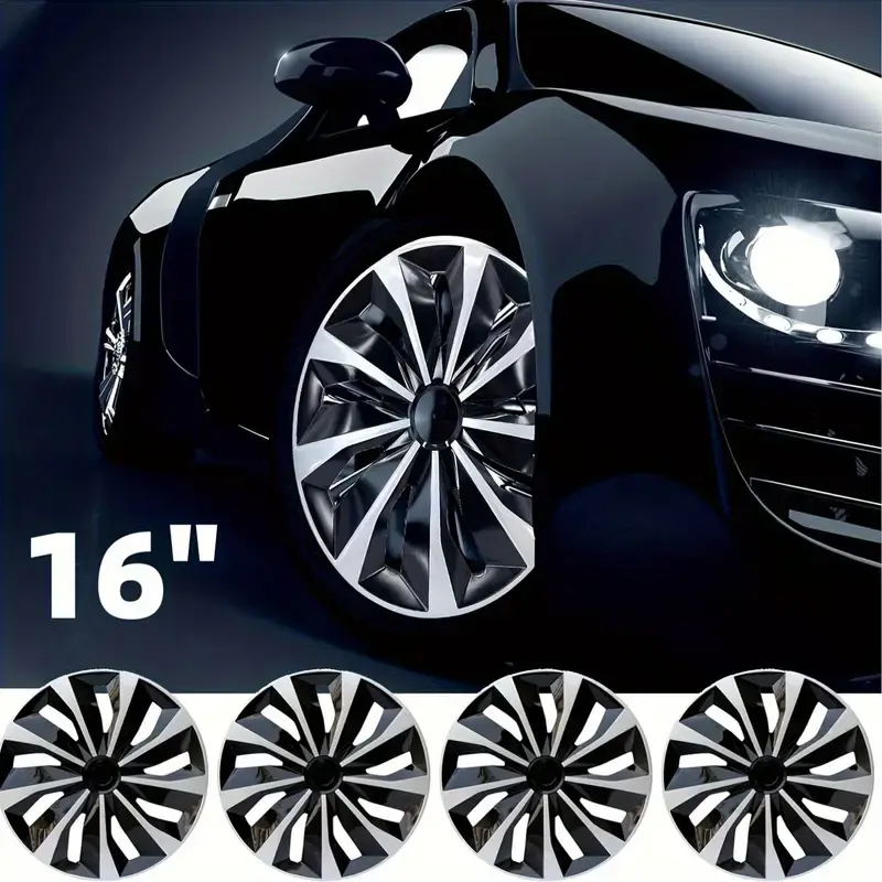 4PCS 16-inch Car Wheel Hub Caps for Iron Wheels - Durable PP Plastic, Stylish Silver, Easy to Install & Clean, Full Protection Wheel Decor